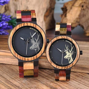 Planet Gates Couple Wooden Watches Men Women Quartz Lover's Wrist watch Ladies Elk Deer Quartz Wrist Watch gift erkek kol saati