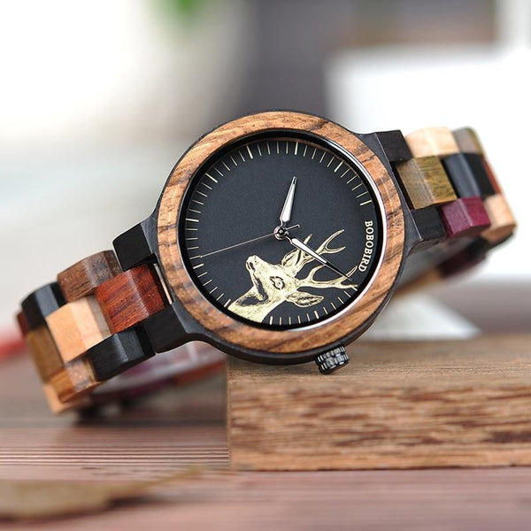 Planet Gates Couple Wooden Watches Men Women Quartz Lover's Wrist watch Ladies Elk Deer Quartz Wrist Watch gift erkek kol saati