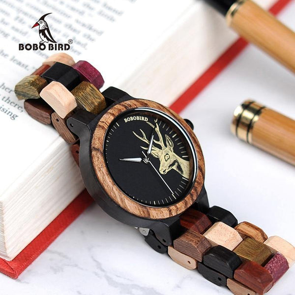 Planet Gates Couple Wooden Watches Men Women Quartz Lover's Wrist watch Ladies Elk Deer Quartz Wrist Watch gift erkek kol saati