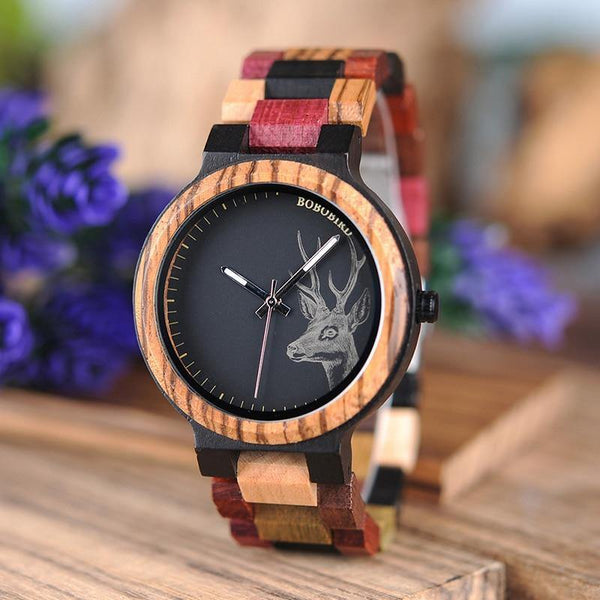 Planet Gates Couple Wooden Watches Men Women Quartz Lover's Wrist watch Ladies Elk Deer Quartz Wrist Watch gift erkek kol saati