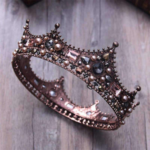 Planet Gates Court Retro Baroque Bridal Tiara Bride Queen King Crown Wedding Hair Jewelry Accessories Women Pageant Prom Headpiece
