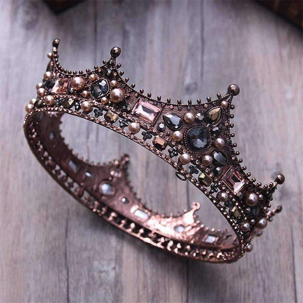 Planet Gates Court Retro Baroque Bridal Tiara Bride Queen King Crown Wedding Hair Jewelry Accessories Women Pageant Prom Headpiece