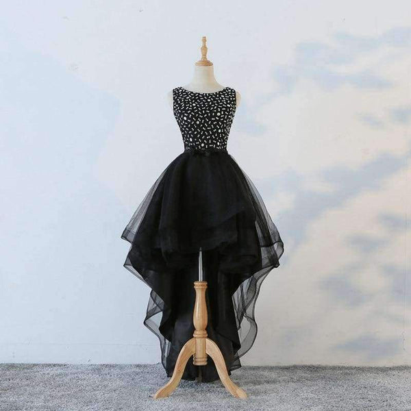Planet Gates Court Train / 10 Weekend Black Cocktail Dresses 2018 Tops Beading Crystal The Banquet High/Low Short Birthday Party Dress Formal Prom Gowns
