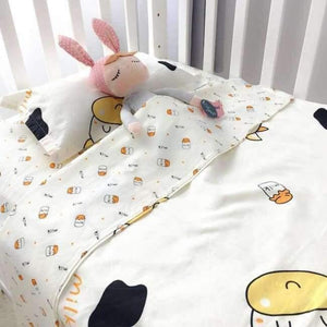 Planet Gates cow baby 3Pcs Baby Bedding Set Cotton Crib Sets Baby Cot Set Including Duvet Cover +Pillowcase +Flat Sheet Kindergarten bedding Sets