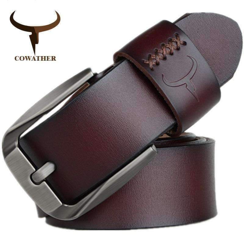 Planet Gates COWATHER Vintage style pin buckle cow genuine leather belts for men 130cm high quality mens belt cinturones hombre free shipping