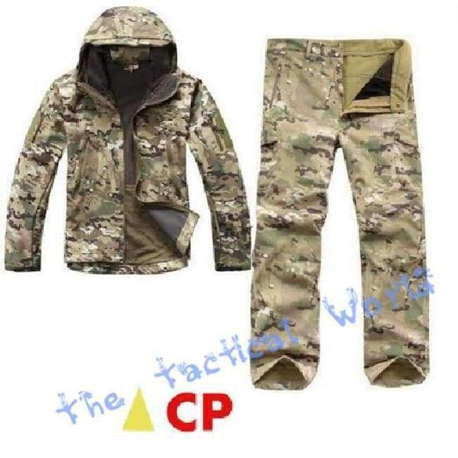 Planet Gates Black / S Military Softshell Jacket Pants Windbreaker Waterproof Hoodie Clothes Hunting Camo Suit Coat