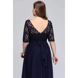 Planet Gates CPS522 Silver / 14 Party evening dresses 2018 Mother of the Bride dresses Chiffon Lace Plus size Long Evening gown Backless dress with Bow