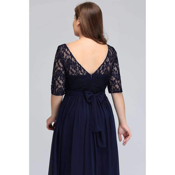 Planet Gates CPS522 Silver / 14 Party evening dresses 2018 Mother of the Bride dresses Chiffon Lace Plus size Long Evening gown Backless dress with Bow