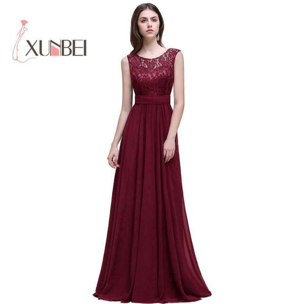 Planet Gates CPS526 navy / 2 Navy Burgundy Lace Chiffon Bridesmaid Dresses Long 2017 Cheap Prom Dresses Party Gowns