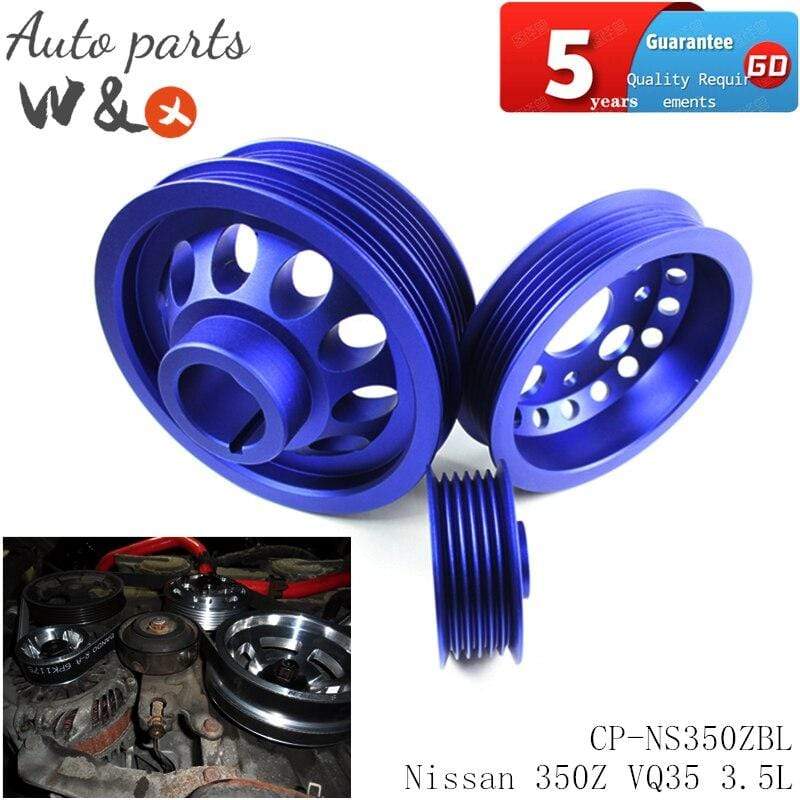 Planet Gates Crank Pulley For Nissan 350Z VQ35DE Z33 350GT Skyline Fairlady 3.5L Aluminum Crankshaft Belt Pulley CP-NS350ZBL