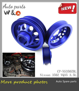 Planet Gates Crank Pulley For Nissan 350Z VQ35DE Z33 350GT Skyline Fairlady 3.5L Aluminum Crankshaft Belt Pulley CP-NS350ZBL