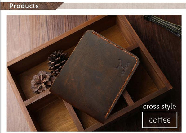 Planet Gates Crazy horse leather men wallets Vintage genuine leather wallet for men cowboy top leather thin to put free shipping