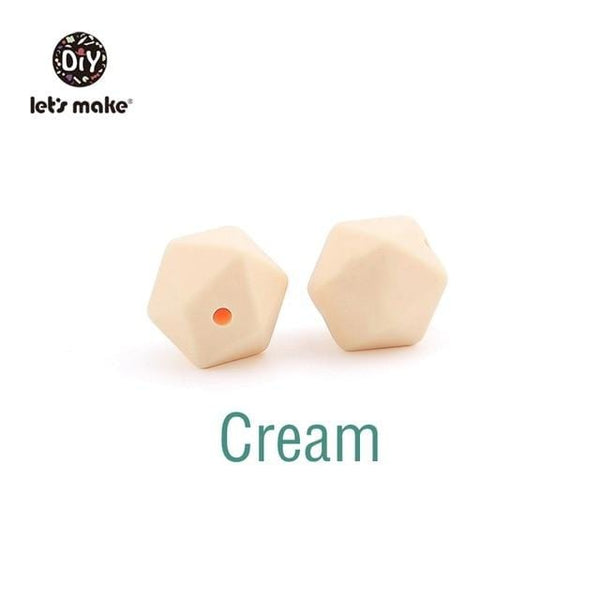 Planet Gates Cream Let's Make 10pc 14mm Silicone Beads Hexagon Bpa Free Silicone Teether Diy Teething Toy Baby Chewable Accessories Baby Teether
