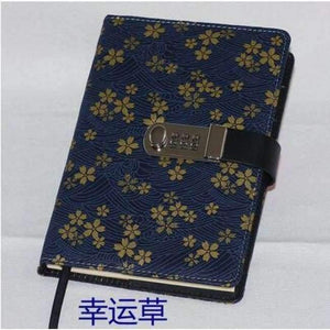 Planet Gates Cloth cover grass / A5 Creative A5 PU leather notebook lock logo name custom writing pads binder password school diary supplies