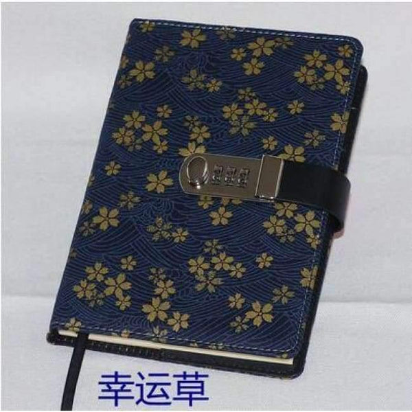 Planet Gates Cloth cover grass / A5 Creative A5 PU leather notebook lock logo name custom writing pads binder password school diary supplies