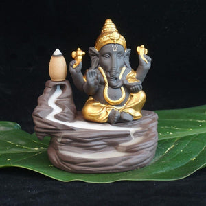 Creative environmental Home office Decor The Little Monk Censer India Lord Ganesha ack-flow Ceramic Incense Burner