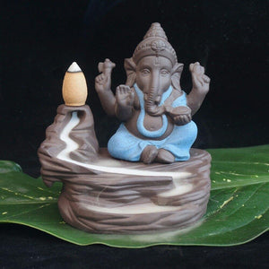 Creative environmental Home office Decor The Little Monk Censer India Lord Ganesha ack-flow Ceramic Incense Burner