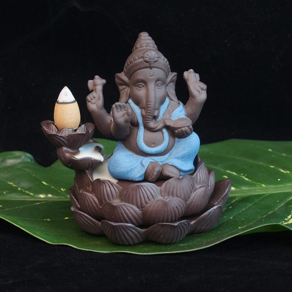 Creative environmental Home office Decor The Little Monk Censer India Lord Ganesha ack-flow Ceramic Incense Burner