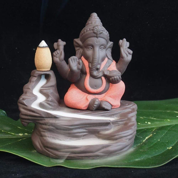 Creative environmental Home office Decor The Little Monk Censer India Lord Ganesha ack-flow Ceramic Incense Burner