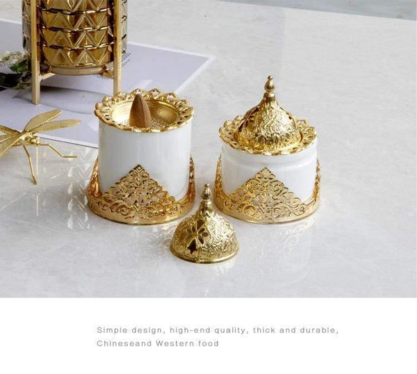 Planet Gates Creative golden wrought iron ceramic combination incense burner aromatherapy furnace furniture decoration ornaments