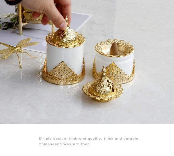 Planet Gates Creative golden wrought iron ceramic combination incense burner aromatherapy furnace furniture decoration ornaments