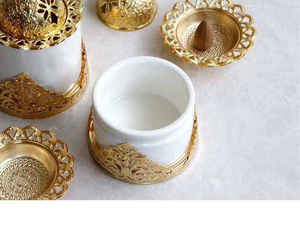 Planet Gates Creative golden wrought iron ceramic combination incense burner aromatherapy furnace furniture decoration ornaments