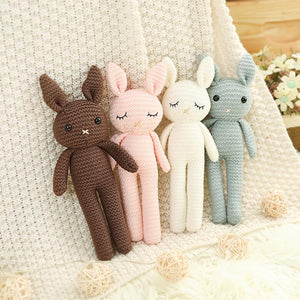 Planet Gates Creative Handmade knitted Rabbit Doll Animal Stuffed Plush Toy Baby Soothing Baby Sleeping Plush Toy Gifts for Kids Birthday