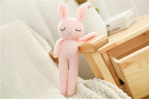 Planet Gates Creative Handmade knitted Rabbit Doll Animal Stuffed Plush Toy Baby Soothing Baby Sleeping Plush Toy Gifts for Kids Birthday