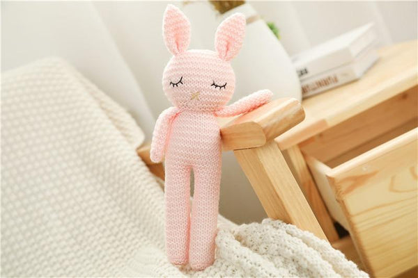 Planet Gates Creative Handmade knitted Rabbit Doll Animal Stuffed Plush Toy Baby Soothing Baby Sleeping Plush Toy Gifts for Kids Birthday