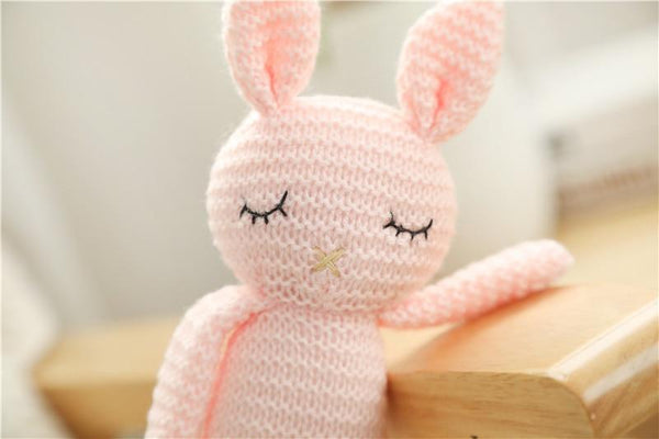 Planet Gates Creative Handmade knitted Rabbit Doll Animal Stuffed Plush Toy Baby Soothing Baby Sleeping Plush Toy Gifts for Kids Birthday