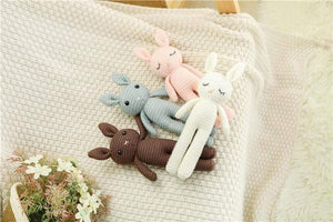 Planet Gates Creative Handmade knitted Rabbit Doll Animal Stuffed Plush Toy Baby Soothing Baby Sleeping Plush Toy Gifts for Kids Birthday