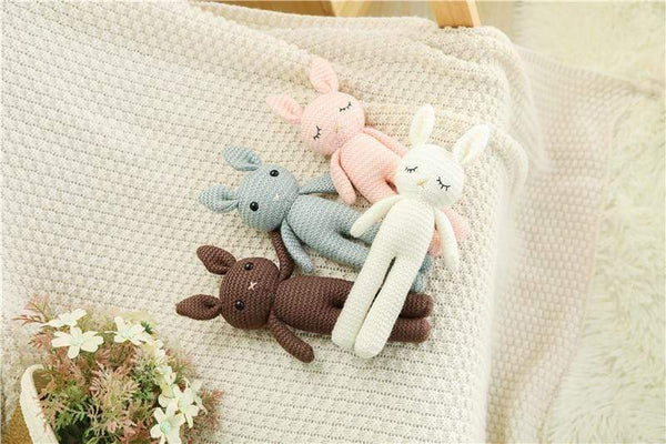 Planet Gates Creative Handmade knitted Rabbit Doll Animal Stuffed Plush Toy Baby Soothing Baby Sleeping Plush Toy Gifts for Kids Birthday