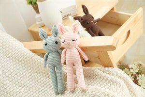 Planet Gates Creative Handmade knitted Rabbit Doll Animal Stuffed Plush Toy Baby Soothing Baby Sleeping Plush Toy Gifts for Kids Birthday
