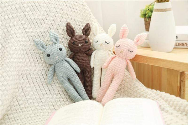 Planet Gates Creative Handmade knitted Rabbit Doll Animal Stuffed Plush Toy Baby Soothing Baby Sleeping Plush Toy Gifts for Kids Birthday