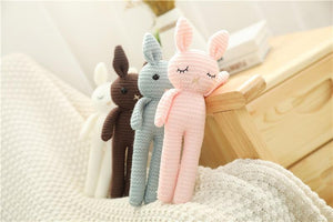 Planet Gates Creative Handmade knitted Rabbit Doll Animal Stuffed Plush Toy Baby Soothing Baby Sleeping Plush Toy Gifts for Kids Birthday