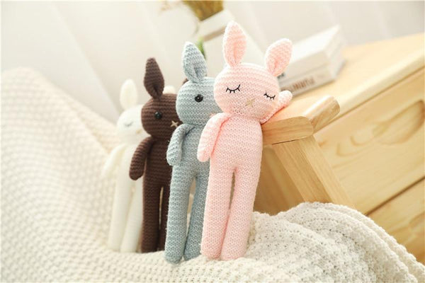 Planet Gates Creative Handmade knitted Rabbit Doll Animal Stuffed Plush Toy Baby Soothing Baby Sleeping Plush Toy Gifts for Kids Birthday
