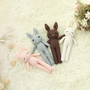 Planet Gates Creative Handmade knitted Rabbit Doll Animal Stuffed Plush Toy Baby Soothing Baby Sleeping Plush Toy Gifts for Kids Birthday