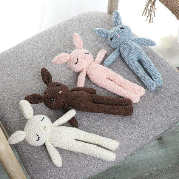 Planet Gates Creative Handmade knitted Rabbit Doll Animal Stuffed Plush Toy Baby Soothing Baby Sleeping Plush Toy Gifts for Kids Birthday