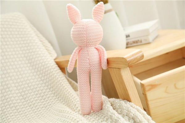 Planet Gates Creative Handmade knitted Rabbit Doll Animal Stuffed Plush Toy Baby Soothing Baby Sleeping Plush Toy Gifts for Kids Birthday