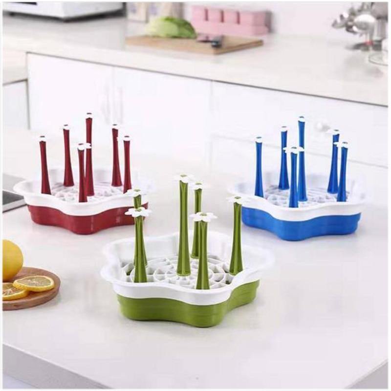 Creative kitchen cup drain rack Household plastic 6 plum water cup storage rack