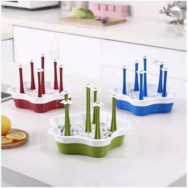 Creative kitchen cup drain rack Household plastic 6 plum water cup storage rack