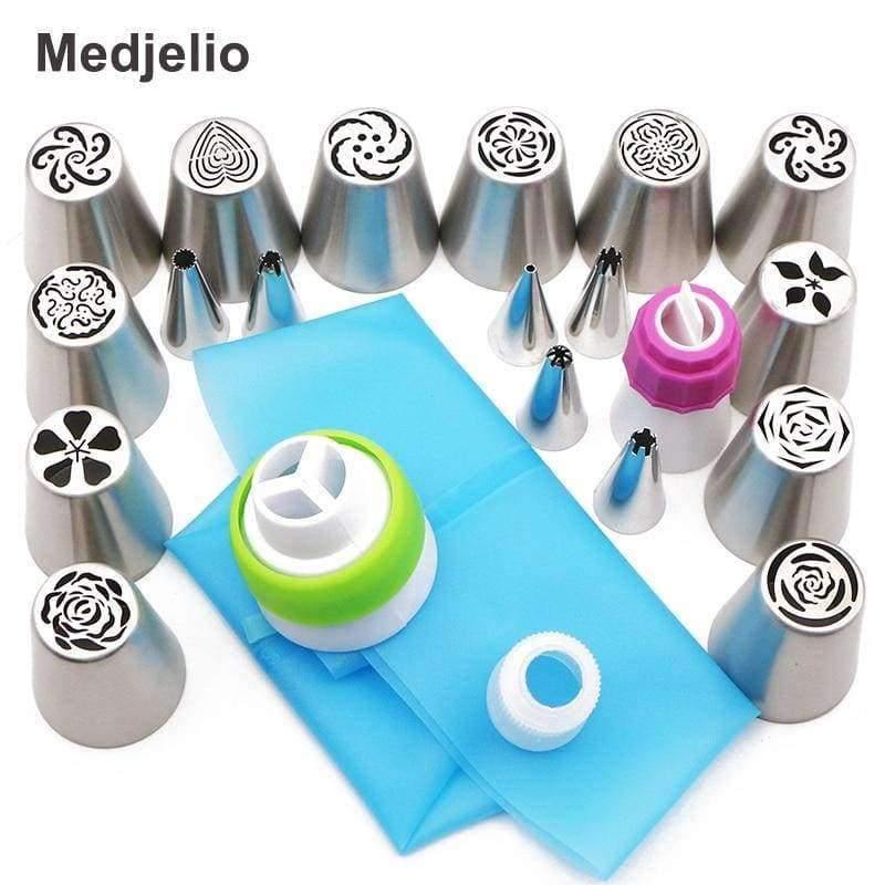 Planet Gates Creative Rose Tulip Russia Nozzle Icing Piping Tips Cake Flower Leaf Heart Decorating Tools Free Silicone Bag Couplers