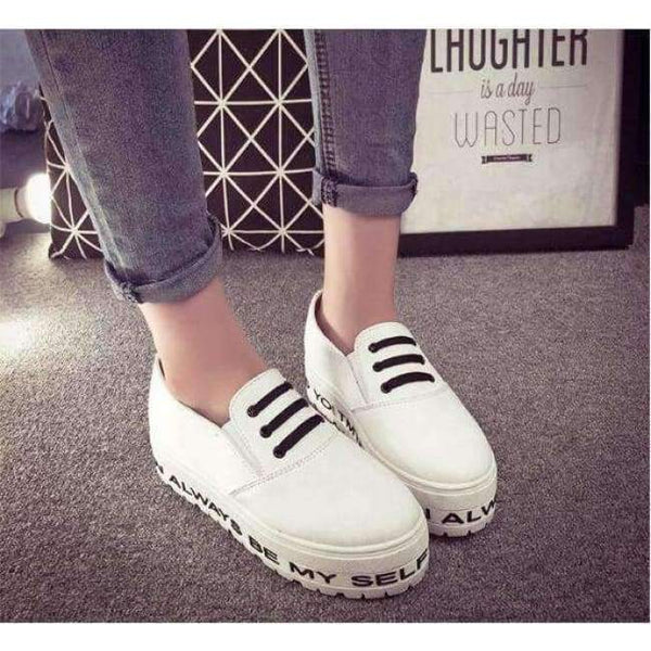 Planet Gates Creepers Smile Face Shoes Woman plus size 35-40 Platform Women Flats Shoes 2016 White