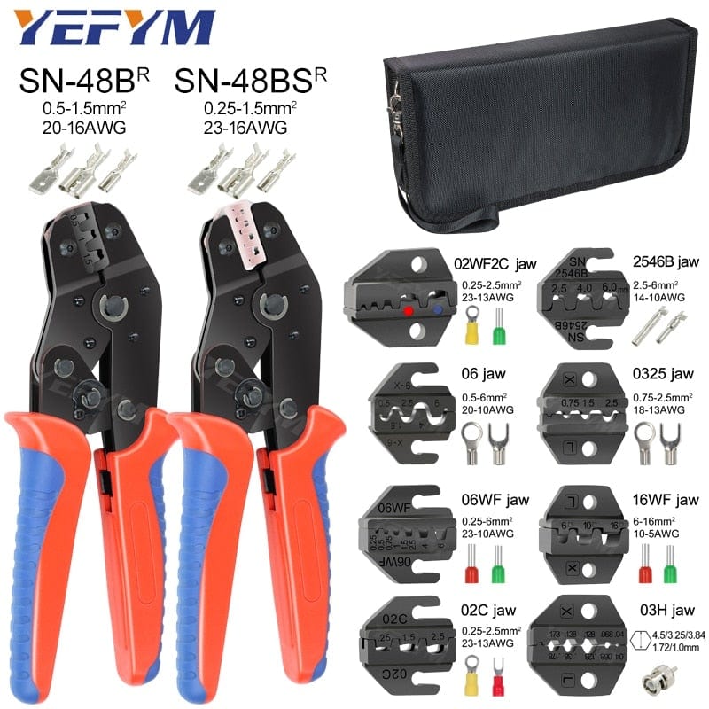 Planet Gates Crimping Pliers Set SN-48BS(=SN-48B+SN-28B) Jaw Kit for 2.8 4.8 6.3 VH3.96/Tube/Insulation Terminals Electrical Clamp Min Tools