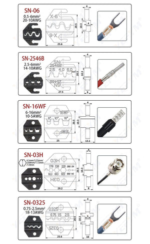 Planet Gates Crimping Pliers Set SN-48BS(=SN-48B+SN-28B) Jaw Kit for 2.8 4.8 6.3 VH3.96/Tube/Insulation Terminals Electrical Clamp Min Tools
