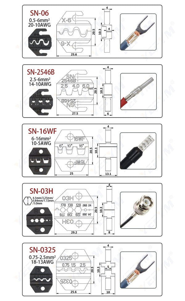 Planet Gates Crimping Pliers Set SN-48BS(=SN-48B+SN-28B) Jaw Kit for 2.8 4.8 6.3 VH3.96/Tube/Insulation Terminals Electrical Clamp Min Tools