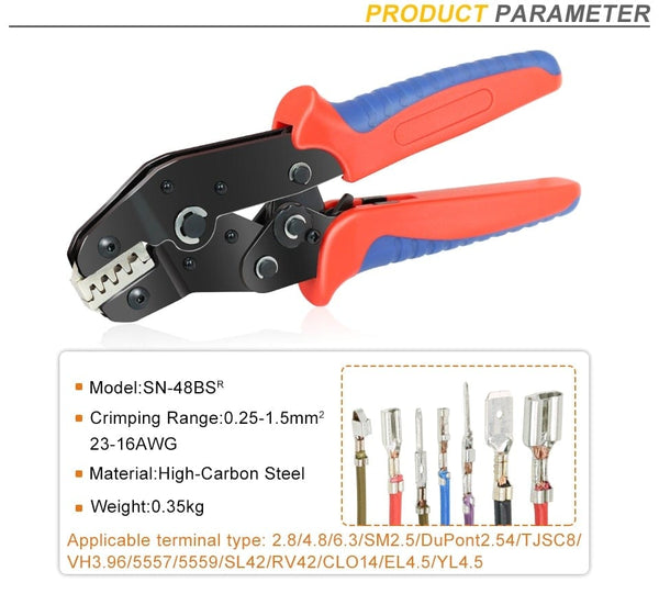 Planet Gates Crimping Pliers Set SN-48BS(=SN-48B+SN-28B) Jaw Kit for 2.8 4.8 6.3 VH3.96/Tube/Insulation Terminals Electrical Clamp Min Tools