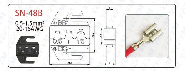 Planet Gates Crimping tool pliers jaws SN-48B / 48BS / 02C / 2549 / 03H / 2546B / 2WF2C / 06WF / 16WF / 06, used for crimping terminals