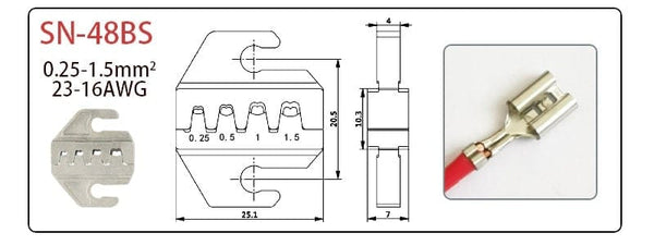 Planet Gates Crimping tool pliers jaws SN-48B / 48BS / 02C / 2549 / 03H / 2546B / 2WF2C / 06WF / 16WF / 06, used for crimping terminals