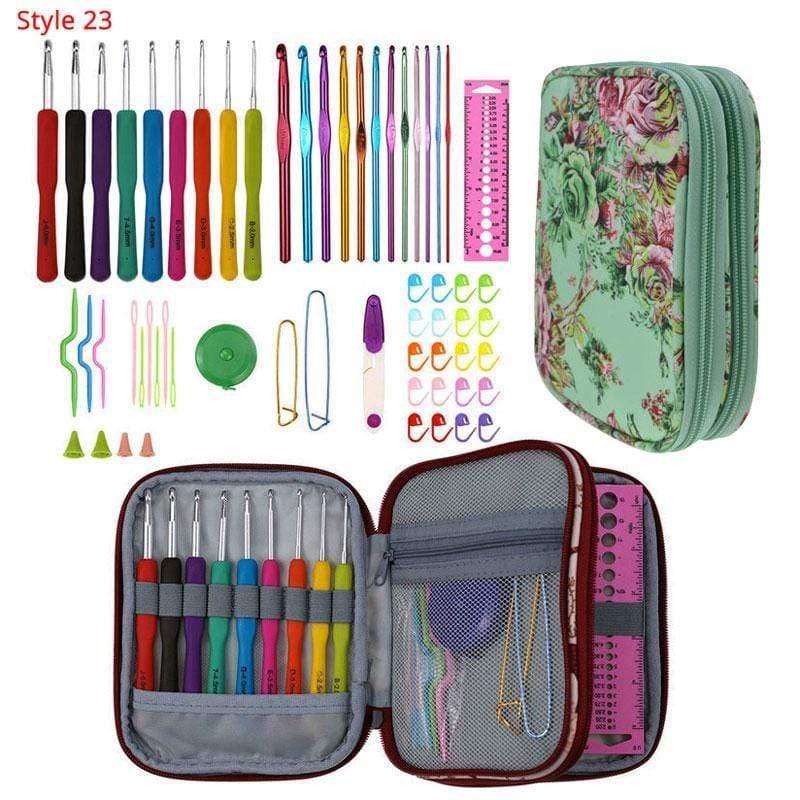Planet Gates Crochet Hooks Set With Case 35 Styles Knitting Needles Set DIY Needle Arts Craft Scissors Stitch Markers Sewing Tools